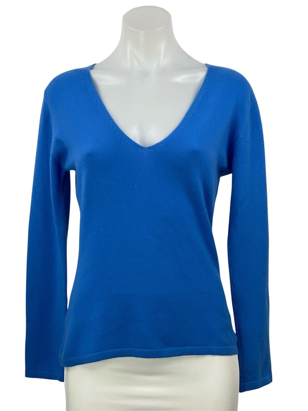 Altea Bonifacio 100% Cashmere Womens Blue Long Sleeves Knit V-neck Sweater Top L